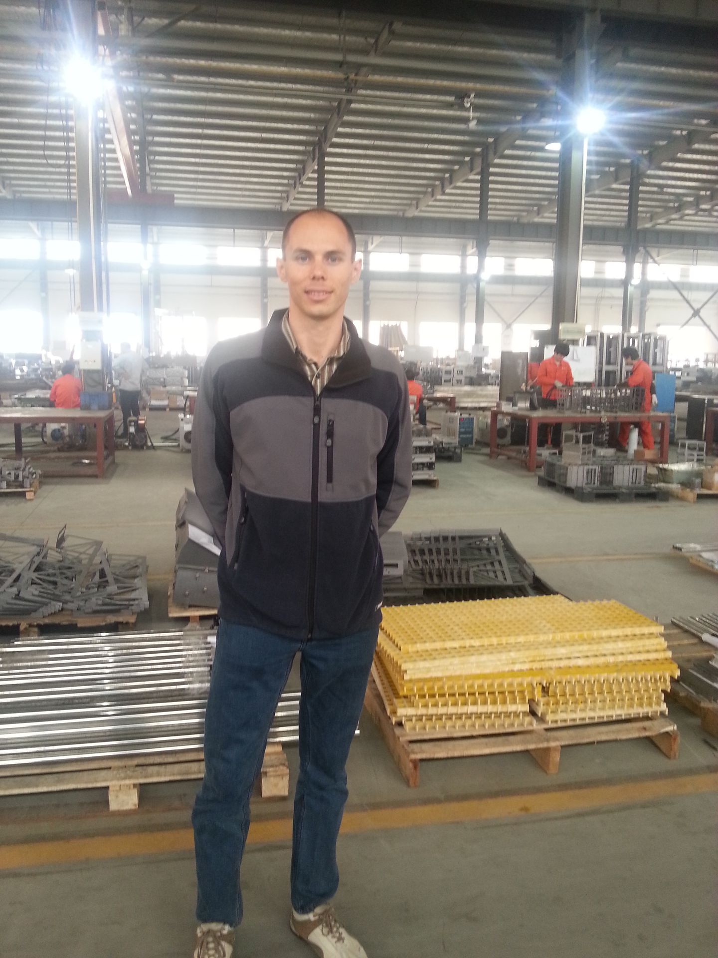 Evan visiting a factory in China, sorting out the set up of our factory over there Evan in China setting up a Chicken Caravan warehouse